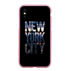 Чехол iPhone XS Max матовый New York City - USA, цвет: 3D-розовый