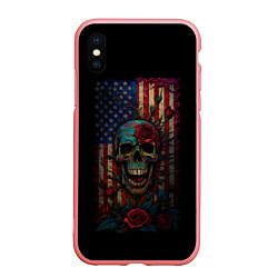 Чехол iPhone XS Max матовый Skull - USA