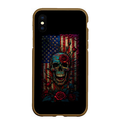 Чехол iPhone XS Max матовый Skull - USA