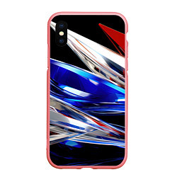 Чехол iPhone XS Max матовый Белая синяя красная острая абстракция