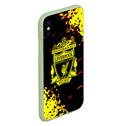 Чехол iPhone XS Max матовый Liverpool жёлтые краски текстура, цвет: 3D-салатовый — фото 2