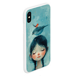 Чехол iPhone XS Max матовый Девочка с птицами, цвет: 3D-белый — фото 2