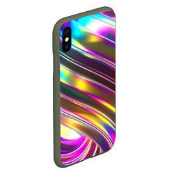 Чехол iPhone XS Max матовый Неоновый скрученный металл разноцветный, цвет: 3D-темно-зеленый — фото 2