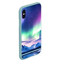 Чехол iPhone XS Max матовый Северное сияние на природе ai art, цвет: 3D-мятный — фото 2