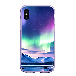 Чехол iPhone XS Max матовый Северное сияние на природе ai art