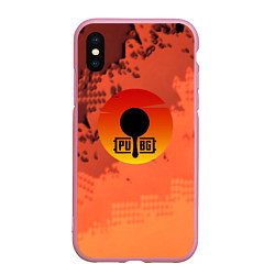 Чехол iPhone XS Max матовый PUBG game orange, цвет: 3D-розовый