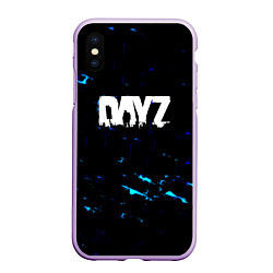 Чехол iPhone XS Max матовый Dayz текстура краски голубые, цвет: 3D-сиреневый