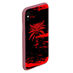 Чехол iPhone XS Max матовый The witcher лого ведьмака краски, цвет: 3D-малиновый — фото 2