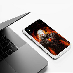 Чехол iPhone XS Max матовый Ведьмак и пламя, цвет: 3D-белый — фото 2