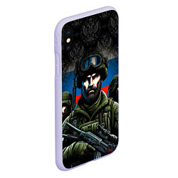 Чехол iPhone XS Max матовый Русский солдат, цвет: 3D-светло-сиреневый — фото 2