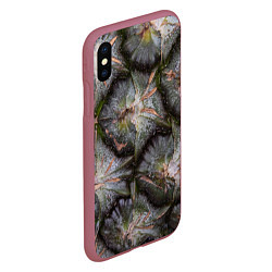 Чехол iPhone XS Max матовый Поверхность ананаса, цвет: 3D-малиновый — фото 2