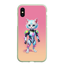 Чехол iPhone XS Max матовый Funny kitten - cyberpunk