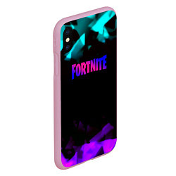 Чехол iPhone XS Max матовый Fortnite neon geometry, цвет: 3D-розовый — фото 2