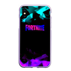 Чехол iPhone XS Max матовый Fortnite neon geometry, цвет: 3D-светло-сиреневый