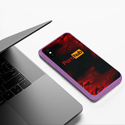 Чехол iPhone XS Max матовый Porn hub fire, цвет: 3D-фиолетовый — фото 2