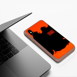 Чехол iPhone XS Max матовый PUBG orange splash, цвет: 3D-коричневый — фото 2