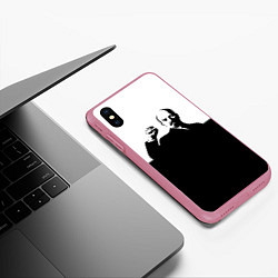 Чехол iPhone XS Max матовый Силуэт Владимира Ильича Ленина, цвет: 3D-малиновый — фото 2