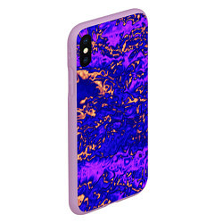 Чехол iPhone XS Max матовый Абстракция золото и фиолетовый, цвет: 3D-сиреневый — фото 2