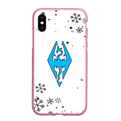 Чехол iPhone XS Max матовый Skyrim logo winter