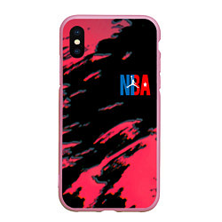 Чехол iPhone XS Max матовый NBA краски текстура, цвет: 3D-розовый