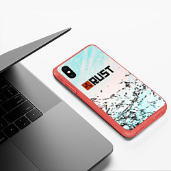 Чехол iPhone XS Max матовый Rust game текстура, цвет: 3D-красный — фото 2