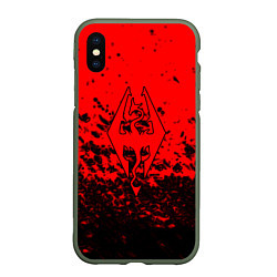 Чехол iPhone XS Max матовый The elder scrolls краски, цвет: 3D-темно-зеленый