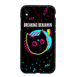 Чехол iPhone XS Max матовый Breaking Benjamin - rock star cat, цвет: 3D-черный
