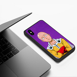 Чехол iPhone XS Max матовый Realistic Saitama, цвет: 3D-черный — фото 2