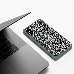 Чехол iPhone XS Max матовый Чёрный горох на белом фоне, цвет: 3D-темно-зеленый — фото 2