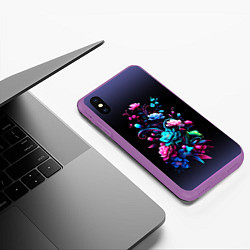 Чехол iPhone XS Max матовый Цветы - нейросеть, цвет: 3D-фиолетовый — фото 2