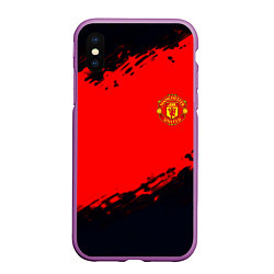 Чехол iPhone XS Max матовый Manchester United colors sport, цвет: 3D-фиолетовый