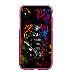 Чехол iPhone XS Max матовый Nirvana краски звука, цвет: 3D-малиновый