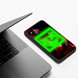 Чехол iPhone XS Max матовый Неоновый квадрат, цвет: 3D-черный — фото 2