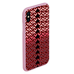 Чехол iPhone XS Max матовый Красные стрелки на чёрном фоне киберпанк, цвет: 3D-розовый — фото 2