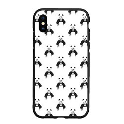 Чехол iPhone XS Max матовый Panda love - pattern