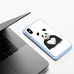 Чехол iPhone XS Max матовый Love panda, цвет: 3D-голубой — фото 2