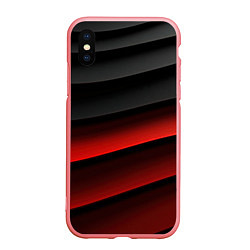 Чехол iPhone XS Max матовый Черно-красный объемный градиент
