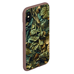 Чехол iPhone XS Max матовый Реалистичный камуфляж из листьев, цвет: 3D-коричневый — фото 2