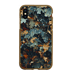Чехол iPhone XS Max матовый Реалистичный камуфляж из сухих листьев