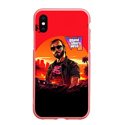 Чехол iPhone XS Max матовый GTA 6 logo персонаж