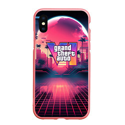 Чехол iPhone XS Max матовый GTA 6 logo retro night