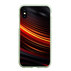 Чехол iPhone XS Max матовый Яркая оранжевая полосы на черной абстракции