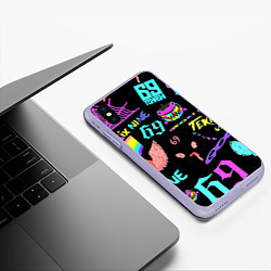 Чехол iPhone XS Max матовый 6ix9ine logo rap bend, цвет: 3D-светло-сиреневый — фото 2