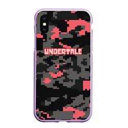 Чехол iPhone XS Max матовый Undertale текстура гейм, цвет: 3D-сиреневый