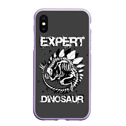 Чехол iPhone XS Max матовый Dinosaur expert, цвет: 3D-светло-сиреневый