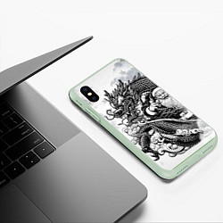 Чехол iPhone XS Max матовый Дракон и санта, цвет: 3D-салатовый — фото 2