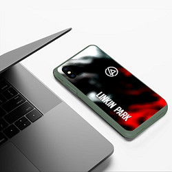 Чехол iPhone XS Max матовый Linkin park flame, цвет: 3D-темно-зеленый — фото 2