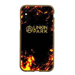 Чехол iPhone XS Max матовый Linkin park огненный стиль, цвет: 3D-коричневый