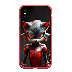 Чехол iPhone XS Max матовый Ёжик Shadow в броне, цвет: 3D-красный