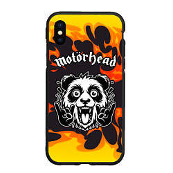 Чехол iPhone XS Max матовый Motorhead рок панда и огонь, цвет: 3D-черный